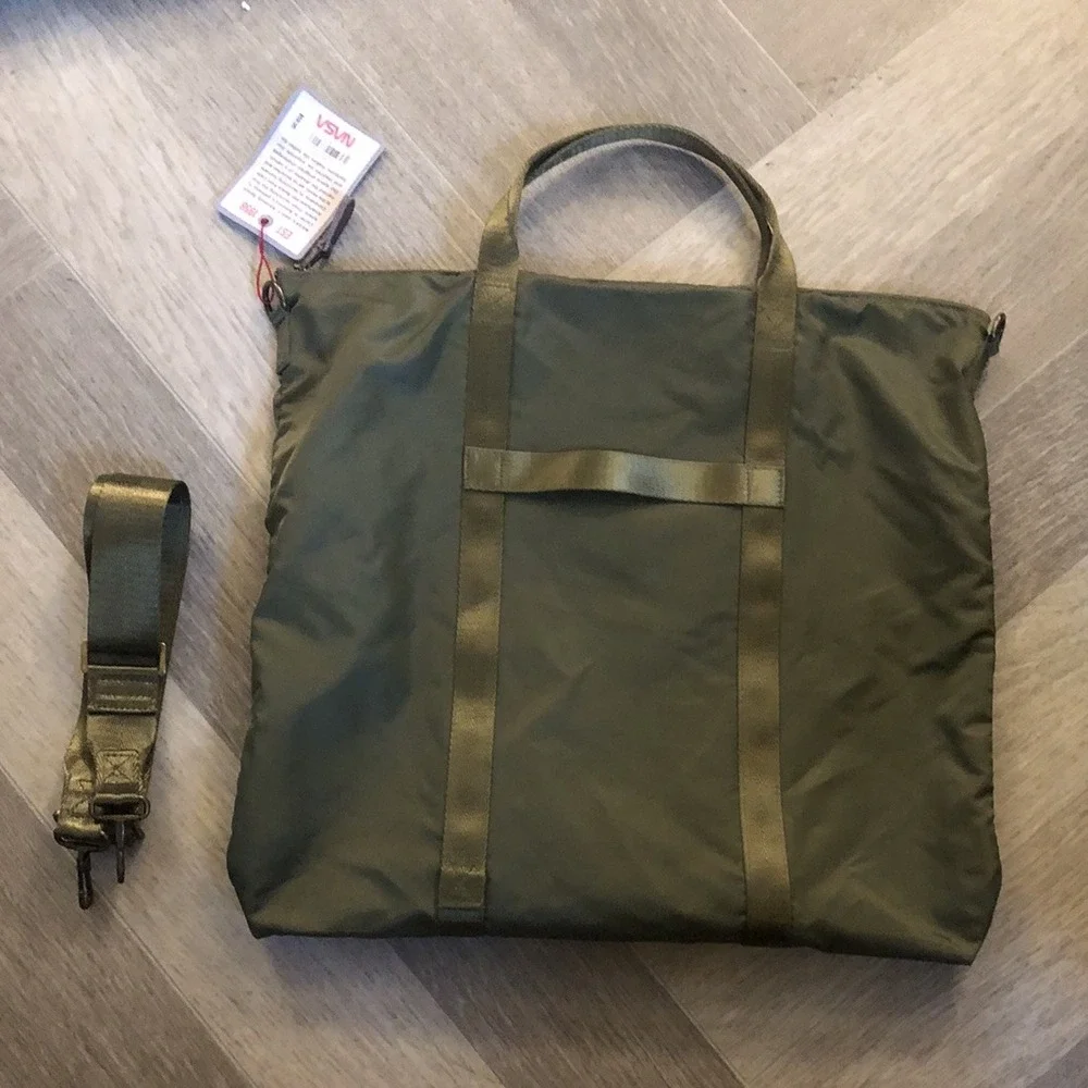 NASA Red Canoe Helmet Bag Patch Olive Green Unisex Large Tote Bag New W/Tags